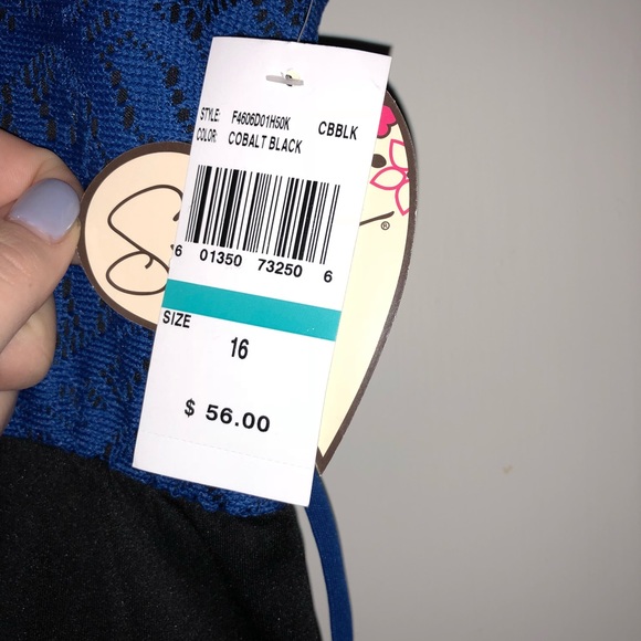 Blue and Black Striped Dress Kids Size 16 - Picture 2 of 2